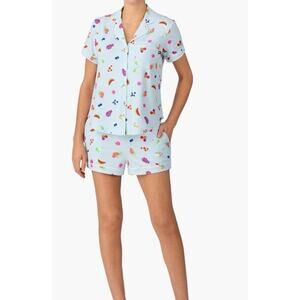 NWT Kate Spade New York Printed Short Sleeve Knit Shorty Pajama Set Fruit Sz L